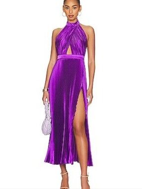 L'Idee | Dresses | Lidee Renaissance Halter Sideslit Pleated Maxi Dress |  Poshmark